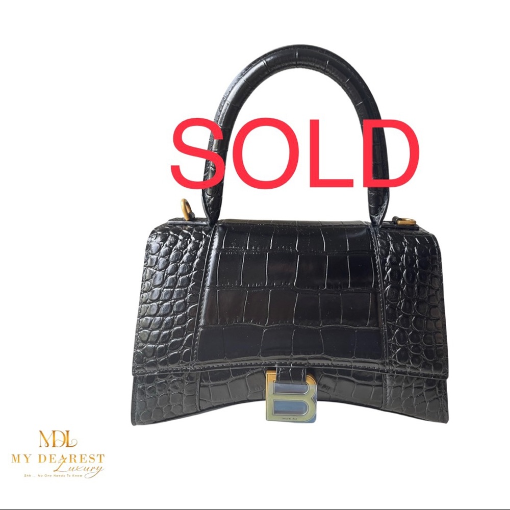 Authentic Balenciaga hourglass small croc-embossed.